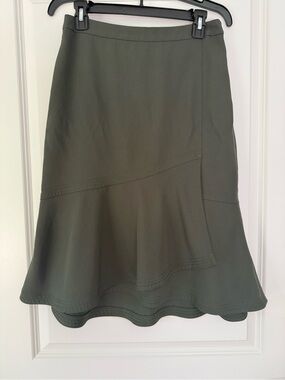 Banana Republic Olive Green A-Line Flounce Skirt